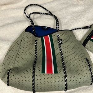 Large green tote bag